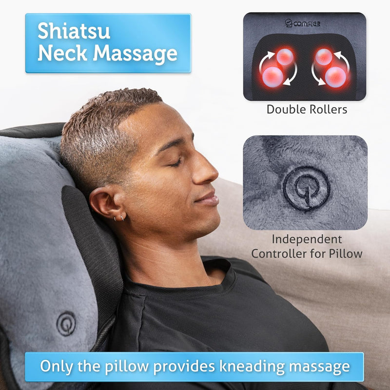 COMFIER Heated Massage Mat Full Body, Heating Massage Pad with Vibration, Body Massager Mat with Shiatsu Massage Pillow, Back Massager Pad for Back Pain