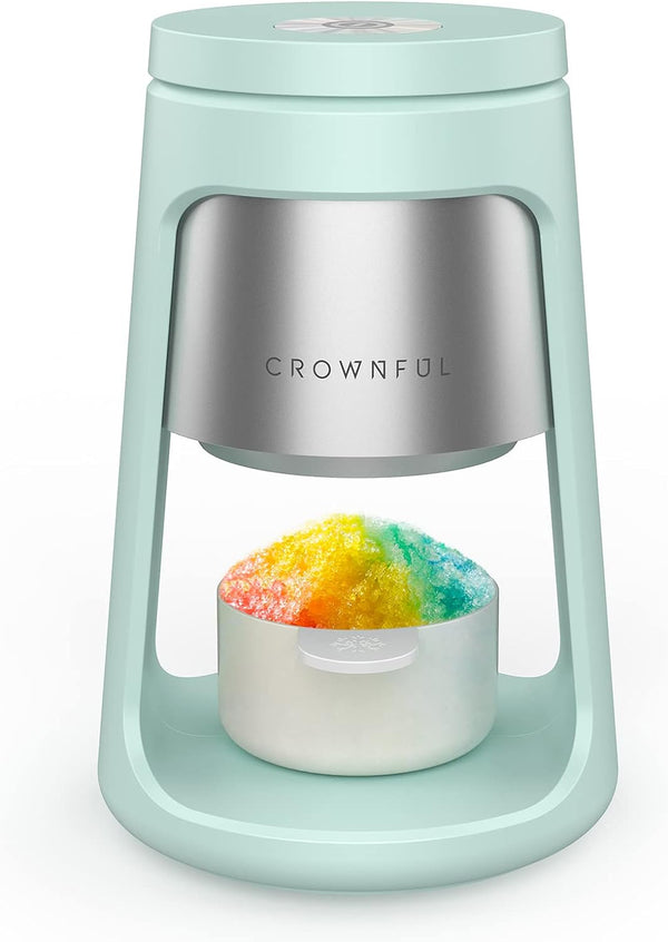 CROWNFUL Shaved Ice Machine Snow Cone Machine, 2 Ice Cups with Lids, Ice Shaver Machine for Snow Cones, Snowballs, Frozen Cocktails and More, Easy to DIY with Snow Cone Syrup at Home
