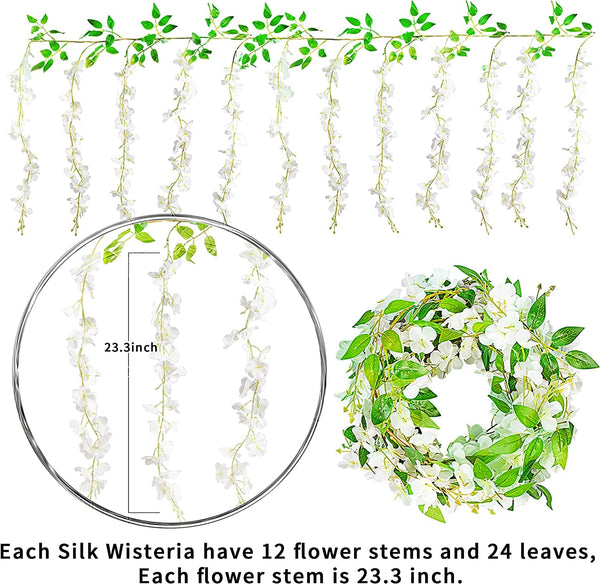 Wisteria Garland - 4PCS 72FT Artificial Flower Vine Hanging - White