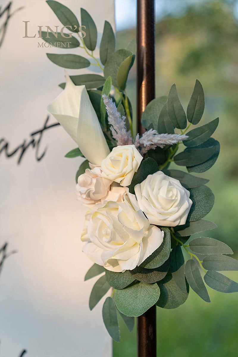 Elegant Wedding Sign Flower Swag 2-Pack for Garden Reception Entrance Decor