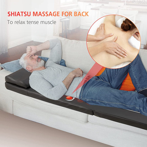 Full Body Massage Mat, Shiatsu Back Massager with Heat & 10 Motors Vibrating Massage Mattress, Massage Pad for Bed,Massager for Neck and Back,Thighs,Legs