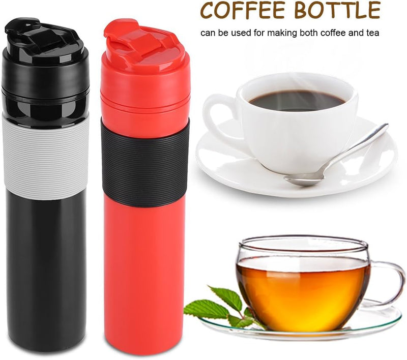 French Press Travel 350ml/12oz Portable Coffee Press Mug Tea and Coffee Maker Bottle Coffee Brewer Travel Tumbler Water Cup(Black)