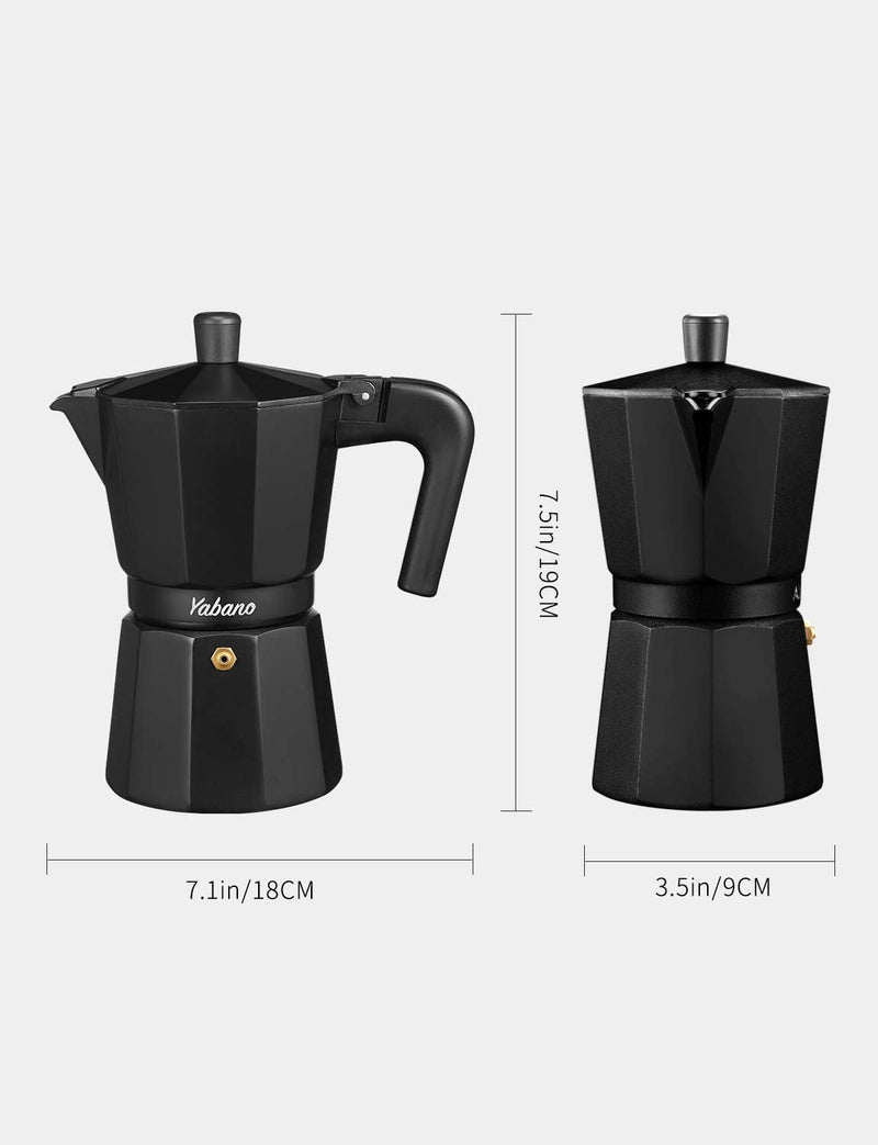 Yabano Stovetop Espresso Maker, 6 Cups Moka Coffee Pot Italian Espresso for Gas or Electric Ceramic Stovetop, Italian Coffee maker for Cappuccino or Latte