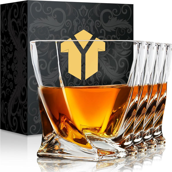 KITNATS Old Fashioned Whiskey Glasses 10 OZ Rocks Glasses Set of 4, Gift Box - Barware For Bourbon, Scotch, Rum glasses for Men Women