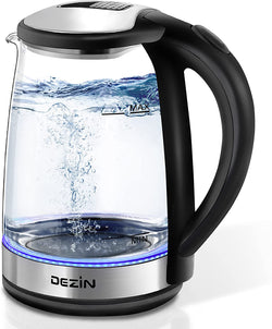 DEZIN Electric Kettle Upgraded, BPA Free 2L Stainless Steel Tea Kettle, Fast Boil Water Warmer with Auto Shut Off and Boil Dry Protection Tech for Coffee, Tea, Beverages