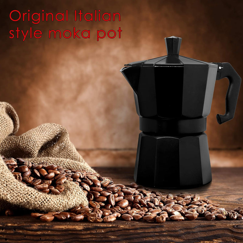 Mixpresso Aluminum Moka Stove Coffee Maker With Coffee Mug, Moka Pot Coffee Maker for Gas, Electric Stove Top, Classic Italian Coffee Maker, Espresso Greca Coffee Maker, Brewer Percolator