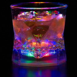 Liquid Activated Multicolor LED Old Fashioned Glasses ~ Fun Light Up Drinking Tumblers - 10 oz. - Set of 4