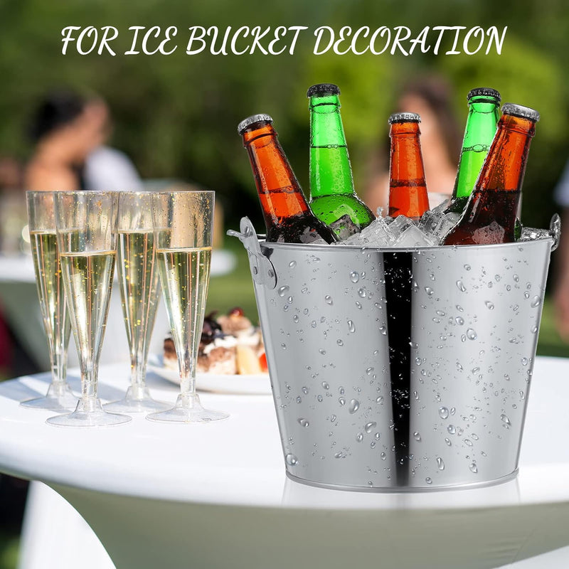Zopeal Galvanized Bucket Metal Beer Bucket Silver Tin Large Metal Pail Steel Container with Handle for Christmas Wine Champagne Bar Kitchen Indoor Outdoor Holiday Party Supplies(Silver, 12 Pcs)