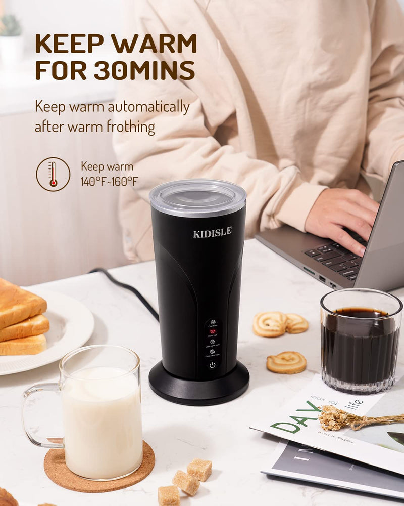 KIDISLE Electric Milk Frother and Steamer, 4 in 1 Automatic Milk Warmer Heater 3.0, Hot and Cold Foam Maker for Coffee Latte Cappuccino, Hot Chocolate, 300ml/10oz