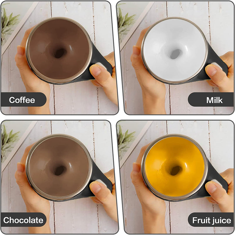 Automatic Magnetic Stirring Coffee Mug, Rotating Home Office Travel Mixing Cup，Funny Electric Stainless Steel Self Mixing Coffee Tumbler, Suitable for Coffee, Milk, Cocoa and Other Beverages……