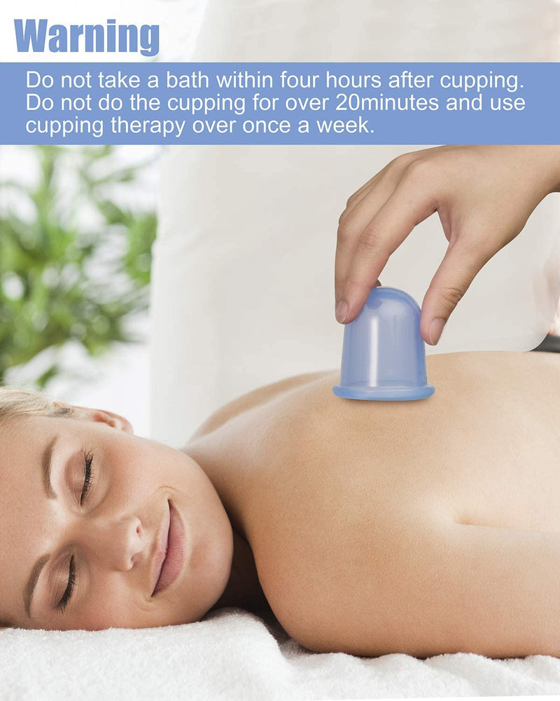 BOOKUU Cupping Therapy Set Massage Cups by Acupuncture Home for Arthritis, Pain Relief, Anti Aging, Anti Cellulite Best Relaxation Silicone Vacuum Cups Body and face Adult Portable Blue
