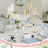 20 Pcs Table Numbers Wedding Table Numbers Wood Table Numbers for Wedding Reception Stands Seat Numbers with Holder Base Table Numbers for Wedding Party Event Catering, 1-20 (Wood Color)