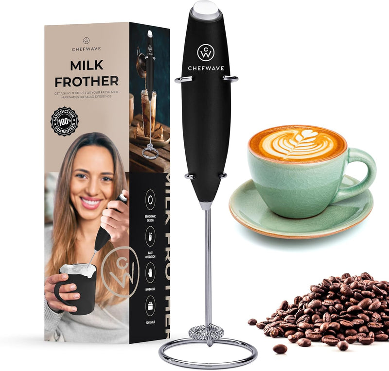 Chefwave | Powerful electric milk frother | Milk frother handheld drink mixer and matcha whisk | BATTERIES INCLUDED!drink mixer handheld | Hand frother, electric stirrer coffee mixer wand