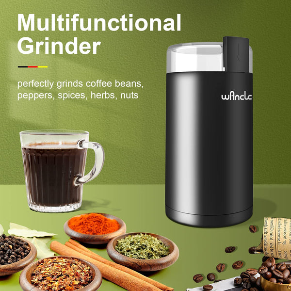 Coffee Grinder, Wancle Electric Coffee Grinder, Quiet Spice Grinder, One Touch Coffee Mill for Beans, Spices and More, with Clean Brush Black