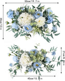 Wedding Arch Flowers Kit(Pack of 3), Artiticial Flower Wedding Arch Blue Flower Kit Swags with Fabric Sheer Drap, Floral Swags for Wedding Arch Signs Decor(Blue and White)