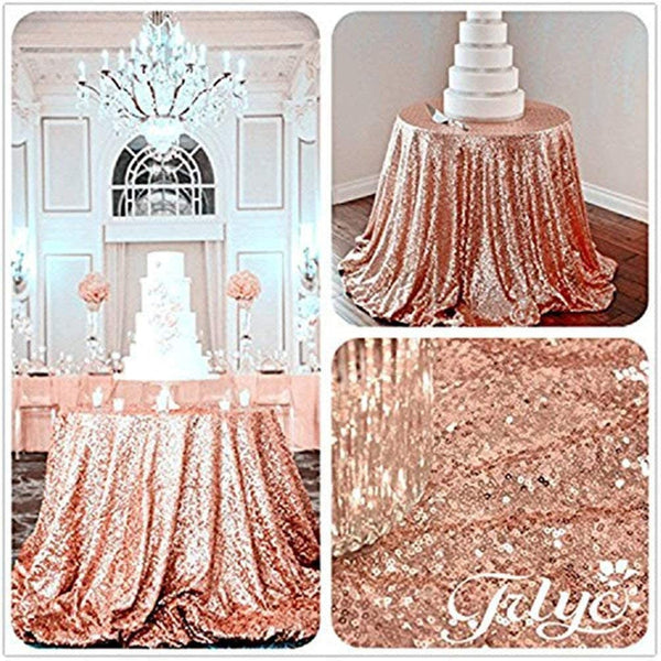 Rose Gold Sequin Tablecloth - 72 Round Glitter Tablecloth for Party Wedding Birthday Banquet