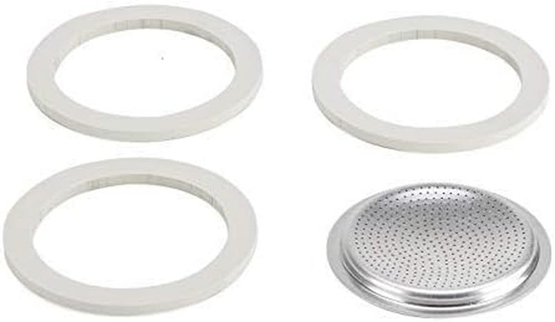 Bialetti Moka Express 6 Cup Replacement Filter and 3 Gaskets , White