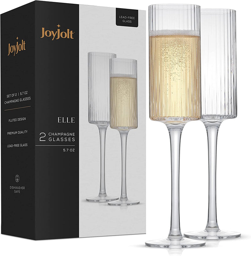 JoyJolt Fluted Highball Glasses – ELLE 16oz Tall Drinking Glasses. 2 Ribbed Highball Glasses. Gin and Tonic Glasses, Cocktail Glasses, Juice Tumblers & Water Glasses. Vintage Style Drinking Glasses