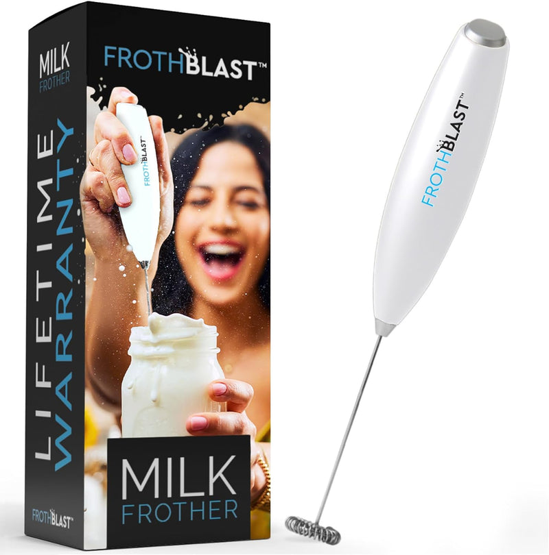 FrothBlast Milk Frother Handheld for Coffee (Foam Maker) Electric Whisk Drink Mixer for Lattes, Cappuccino, Frappe, Matcha, Hot Chocolate