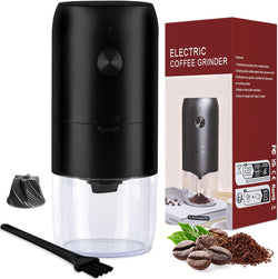 Coffee Grinder, Quiet Spice Grinder, Electric Portable Coffee Bean Grinder with Brush, Portable Electric Burr Coffee Grinder (White)