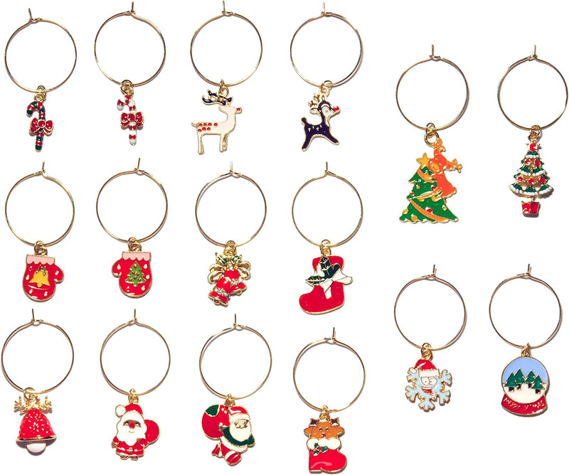 LeYeLuo Christmas Wine Glass Charms Wine Charms for Stem Glasses Wine Drinker Gift Wine Tasting Party Favors Decorations Christmas Wine Charms