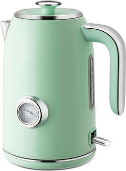 SULIVES Electric Kettle, 1.7L Stainless Steel Tea Kettle with Temperature Gauge, 1500W Water Boiler with LED Light, BPA-Free, Auto Shut-Off and Boil-Dry Protection