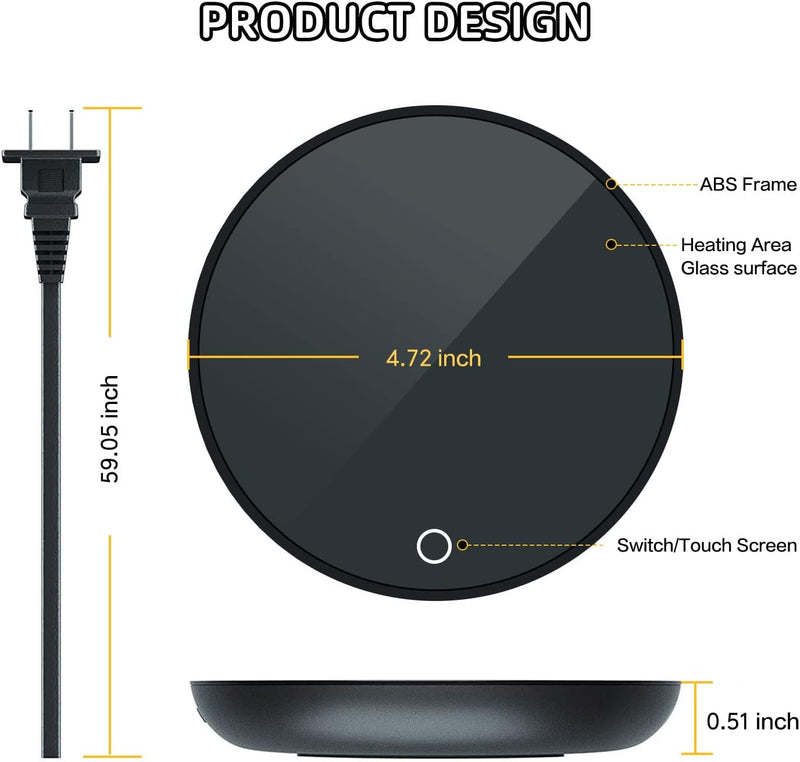Coffee Mug Warmer, Candle Warmer, Cup Warmer with 2 Temperature Settings and Auto Shut Off, Smart Coffee Warmer for Office Desk, Cup Warmer, Electric Beverage Warmer for Coffee, Tea, Milk