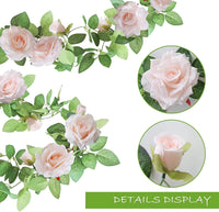 5Pcs 32.5FT Pink Rose Garland Fake Flower Garland Vines Faux Artificial Floral Garland Hanging Rose Ivy for Wedding Arch Garden Ceremony Background Valentine'S Day Outdoor Wall Decor