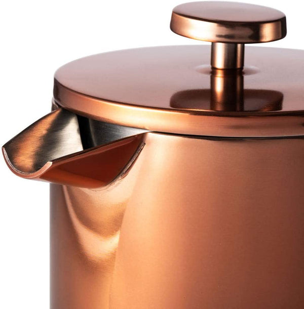 Floh French Press for Coffee & Tea in Rose Gold Copper - 34 Oz Insulated Stainless Steel Coffee Maker