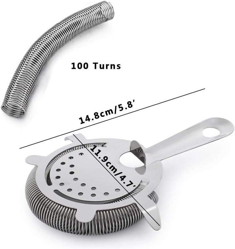 Sky Fish Hawthorne Cocktail Strainer Stainless Steel Bar Strainer Professional 4 Prong Strainer with 100 Wire Spring