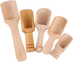 5Pcs Wood Tea Scoop Ground Coffee Scoops Salt Shovels Bamboo Wooden Salt Spoon for Restaurant Shop Hotel