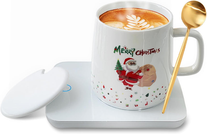 Misby Mug Warmer & Coffee Mug, Coffee Cup Warmer for Desk Auto On/Off Gravity-Induction Mug Warmer for Office Desk Use, Coffee Warmer Plate Keeps Coffee Beverage Tea Hot with Cup Lid