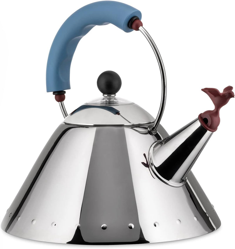 Alessi Kettle, 9'' H x 8.5'' W x 8.5'' D, Blue