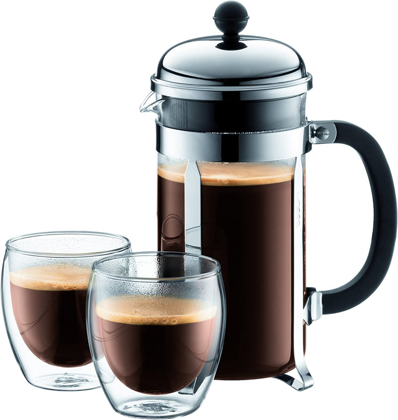 Bodum 1928-16US4 Chambord French Press Coffee Maker, 1 Liter, 34 Ounce, Chrome