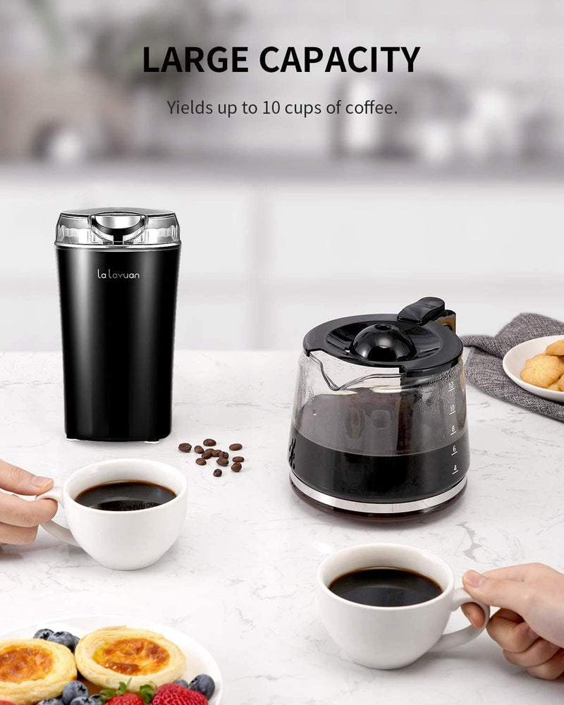 Coffee Bean Grinder Electric,200W Powerful Spice Grinder Electric, Espresso Grinder Herb Grinder Coffee Grinder for Spices,Herbs,Nuts with Brush,One Touch Push-Button Control,12 Cups/2.7oz,Black