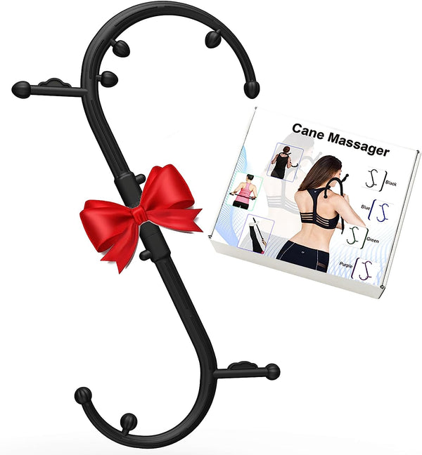 Christmas Gifts for Women/Men Back and Neck Massager - Massage Trigger Point Cane,Men Gifts,Mens Gifts for Christmas,Gifts for Women/Men/Her/Him(Black)