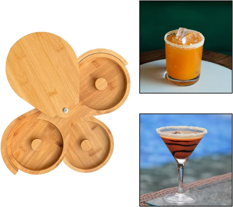 3-Tier Margarita Glass Rimmer,Bar Juice Cocktail Seasoning Box for Bartender Bar Party Tool,Baraiser Bamboo Glass Rimmer