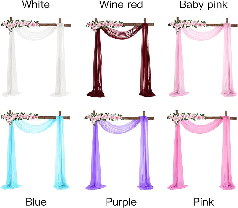 18FT Pink Sheer Wedding Arch Decor Set - Chiffon Drapes Table Runner Backdrop Valance Voile Scarf