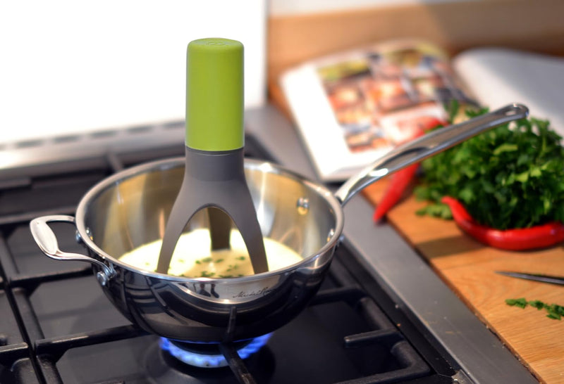 Uutensil Stirr - the Unique Automatic Pan Stirrer - Longer Nylon Legs, Olive Green