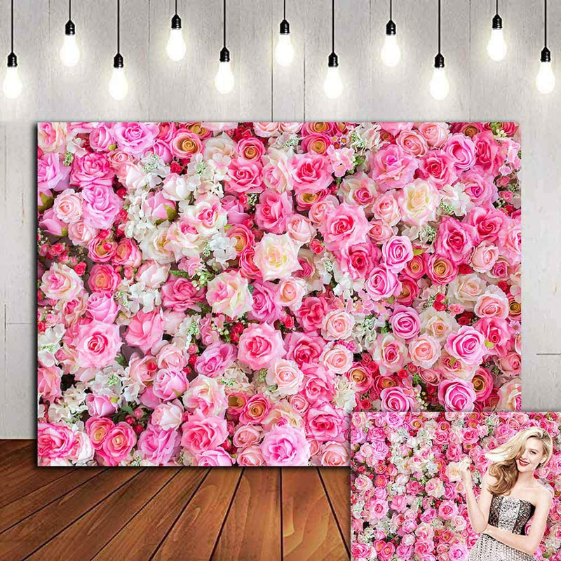 Rose Flowers Theme Photography Backdrops - 7X5Ft - Baby Shower Wedding Birthday and Party Decorations - Vinyl Studio Props