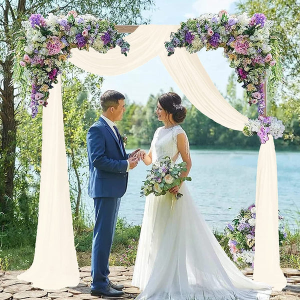 Chiffon Wedding Arch Panels  Backdrop - 19FT Ivory Drapery for Ceremony  Party Dcor