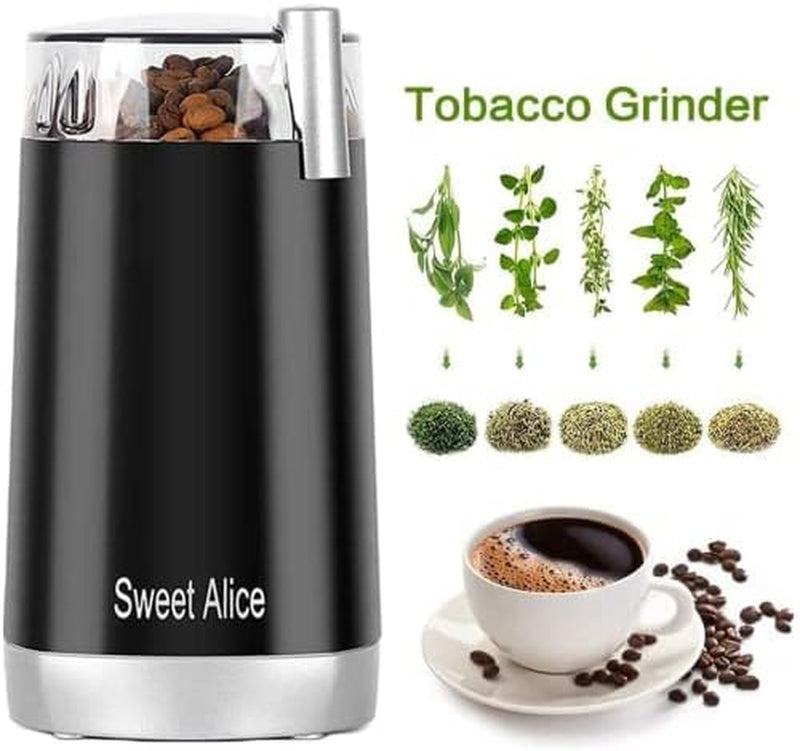 Sweet Alice Coffee Grinder Electric Quiet Coffee Bean Blade Grinders Stainless Steel for Spice Herbs Nuts Cereals Grain Mills