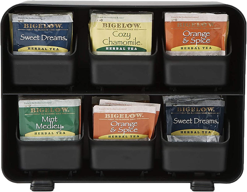 Mind Reader 6 Drawer Tea Bag Holder and Organizer, Black