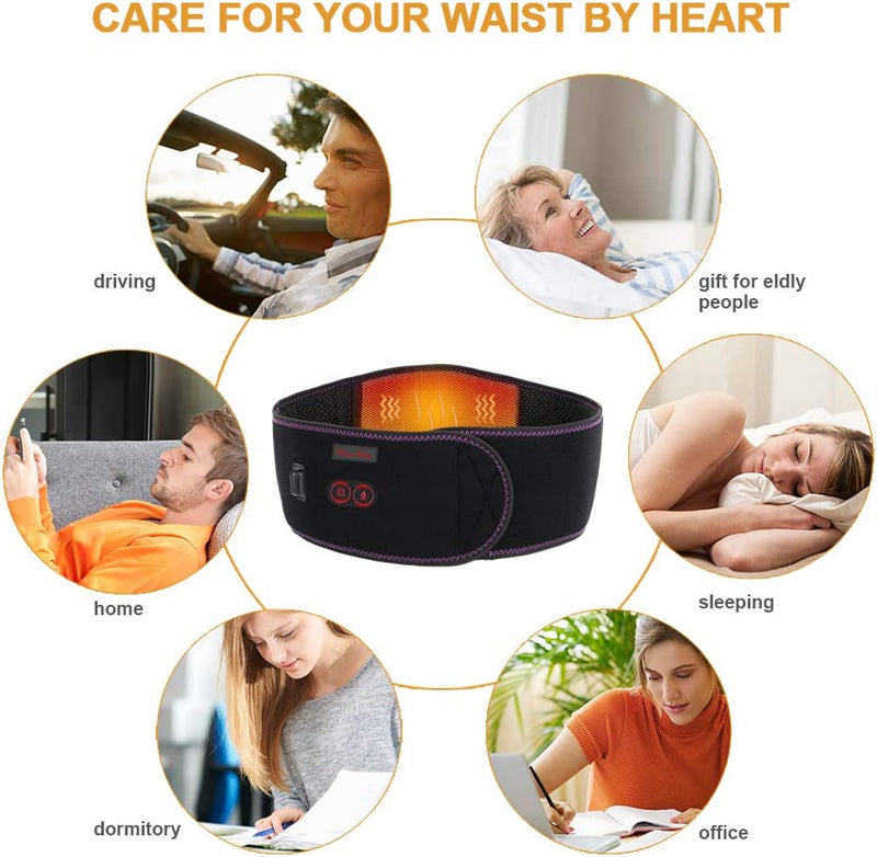 CUEHEAT Heating Pad for Back Pain Relief - Heating Pad Back Brace with Heat and Massage,Heat Belt for Back Pain Relief Belly Lumbar Spine Stomach Arthritis(49inches)