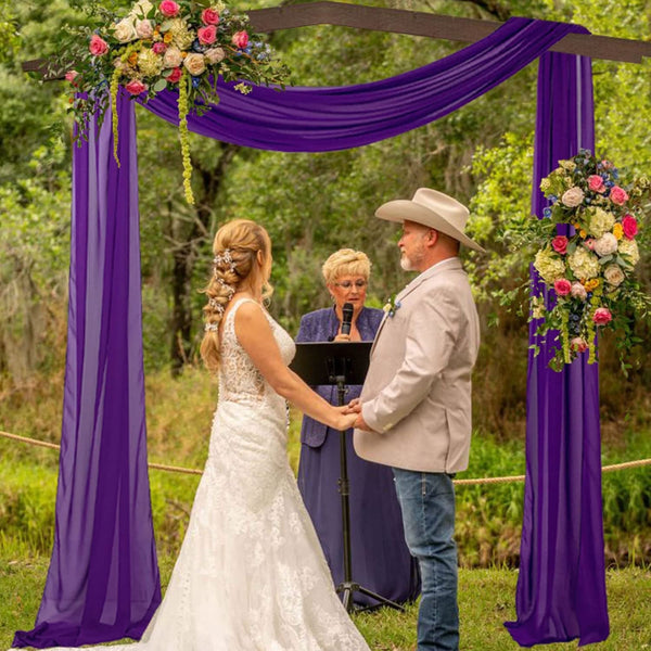 Purple Wedding Arch Drapes - 20FT 2 Panels Sheer Backdrop for Ceremony Reception Decorations