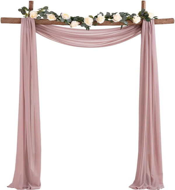 Dusty Rose Chiffon Wedding Arch Drapes - 6 Yards Solid Curtains for Wedding Backdrop Decoration