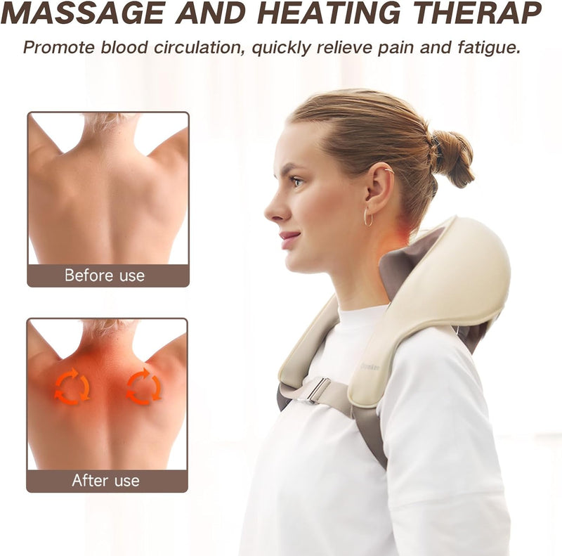 DamKee Neck Massager for Pain Relief Deep Tissue,5D Kneading Massage Pillow for Neck, Back, Shoulder with Heat, Gifts for Women Men Mom Dad