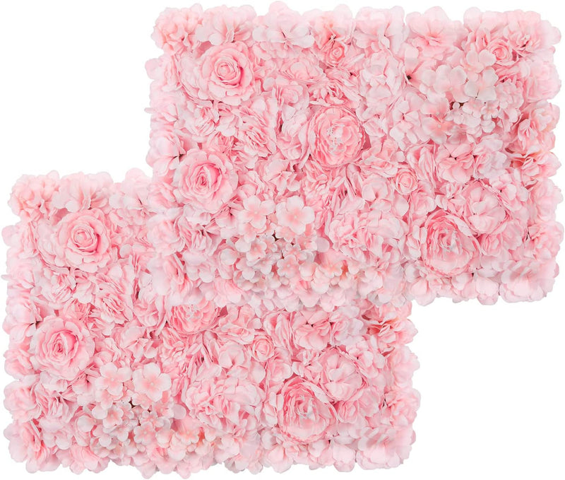 Silk Rose Flower Panels - 2 Pack Pink 16x24 inches for Weddings Backdrops and Decorations