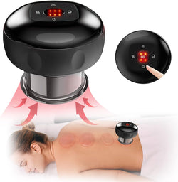 Augot Electric Cupping Set, Smart Red Light Electric Cupping Therapy Machine with 12 Massage and 12 Heating Modes Cupping Machine Back and Neck Electric Scraping Electric Cupping Massager（Black）