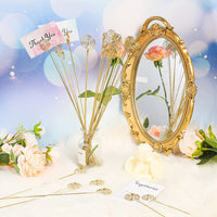 30 Pieces Metal Wire Floral Place Card Holder Pick Love Floral Card Holder Picks Gold Card Note Table Number Holder Photo Clip Memo Holder for Wedding Birthday, 13 Inch (Coil Style)